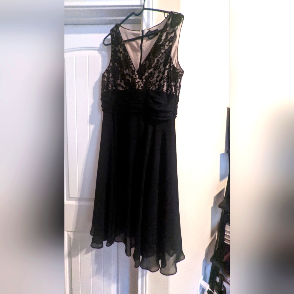 Black and tan lace dress